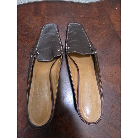 Franco Sorto Brown Leather Slip-On Loafer Mules With Kitten Heel Size 8.5 - Picture 4 of 11